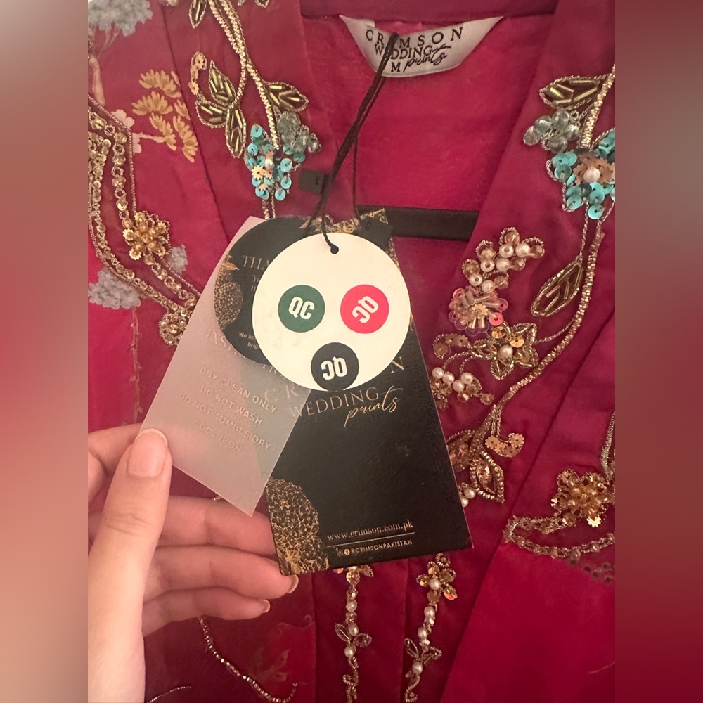 Pakistani clothes Crimson Kaftan - Magenta - Picture 4 of 12